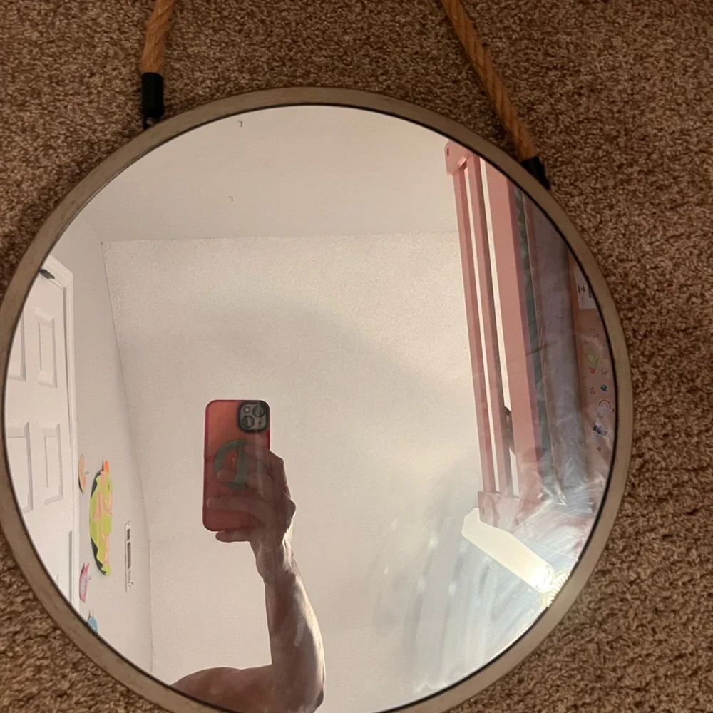 Round Tan Wall Mirror